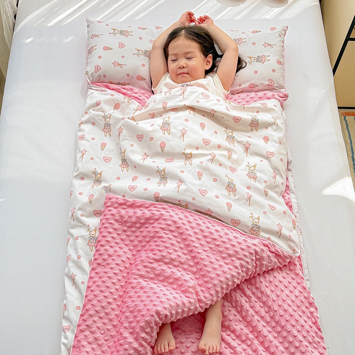十九色 2025新款亲肤舒适活套可拆全棉豆豆绒儿童睡袋防踢被 幸运兔