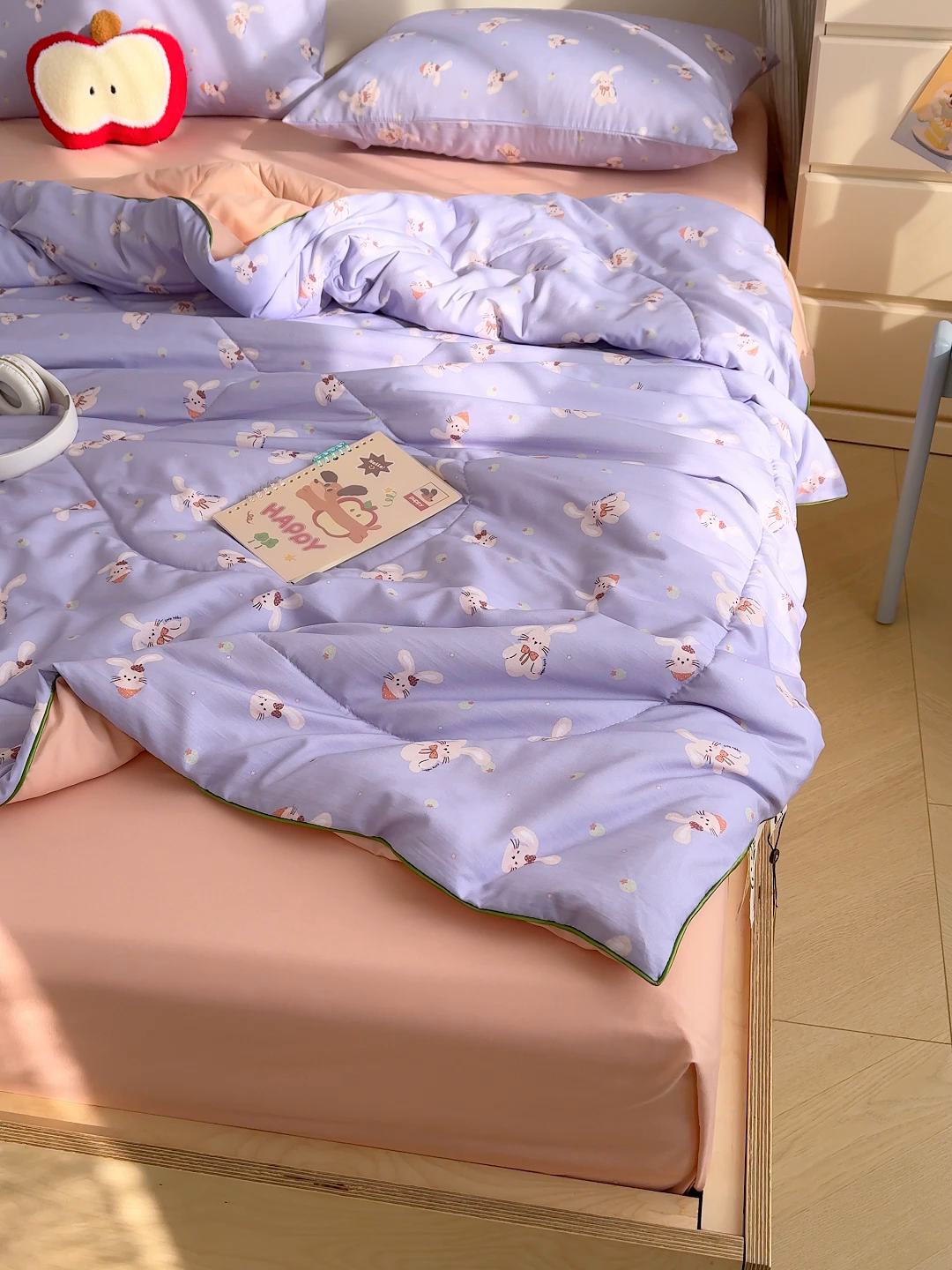 91家纺网 家纺一手货源 找家纺 老帅的工厂店 2026新款A类水洗皱皱纱7A抑菌夏被夏凉被空调被 云间兔花