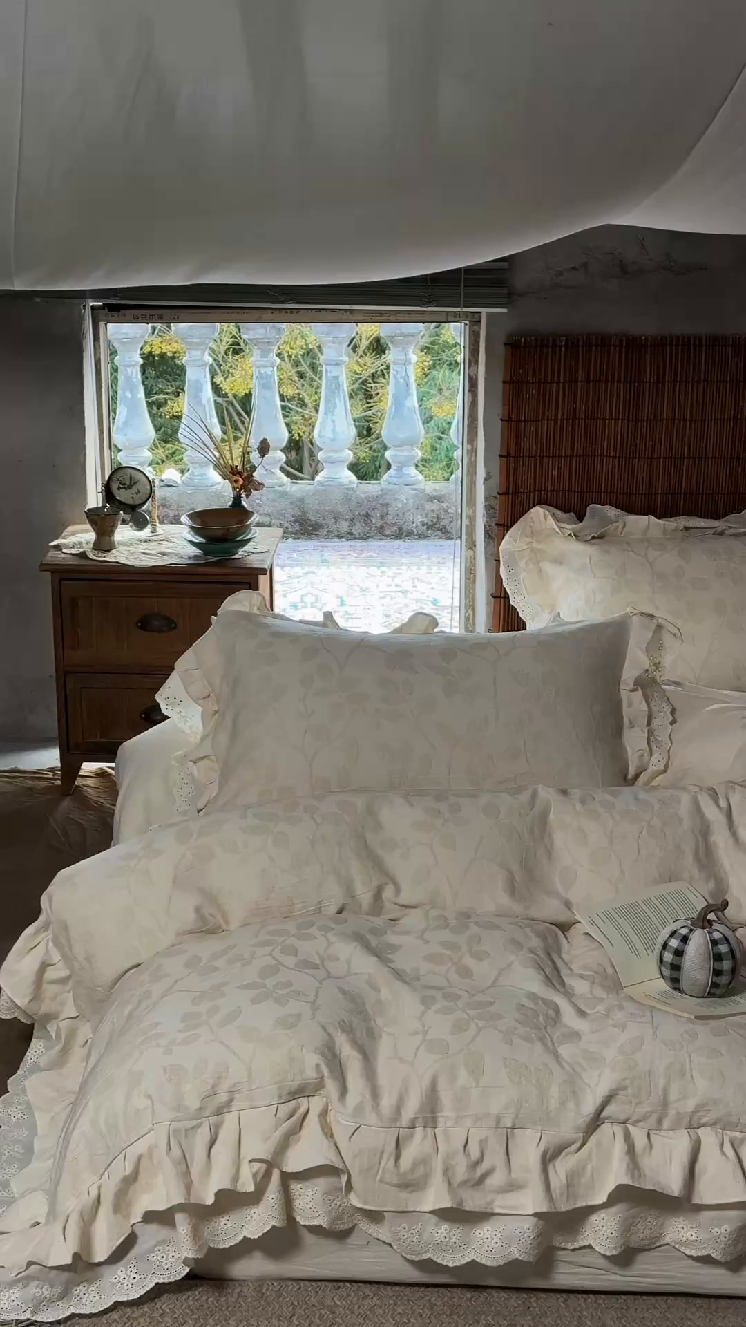 91家纺网 家纺一手货源 找家纺 澳萝拉 2026新款A类双层花边棉麻提花四件套 草木集