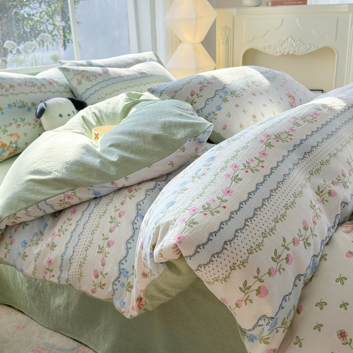 91家纺网 家纺一手货源 找家纺 王朝国际 2026新款时尚印花棉纱四件套 可妮兔