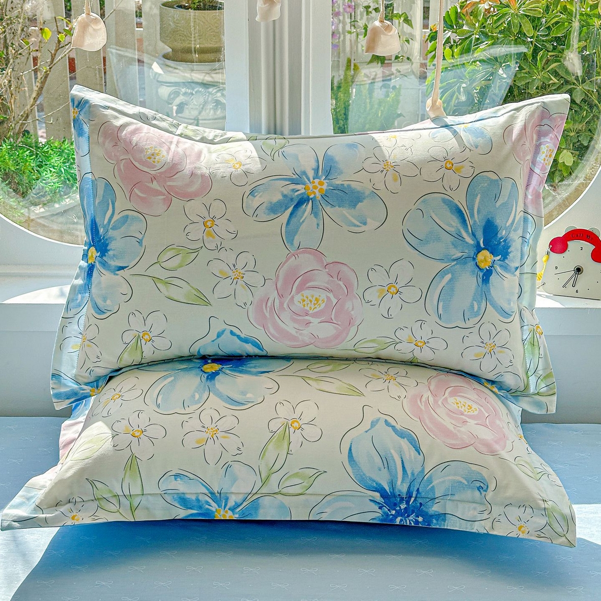 91家纺网 家纺一手货源 找家纺 恩泽家纺 2026新款13372ins全棉印花四件套单品系列-单枕套 花影间