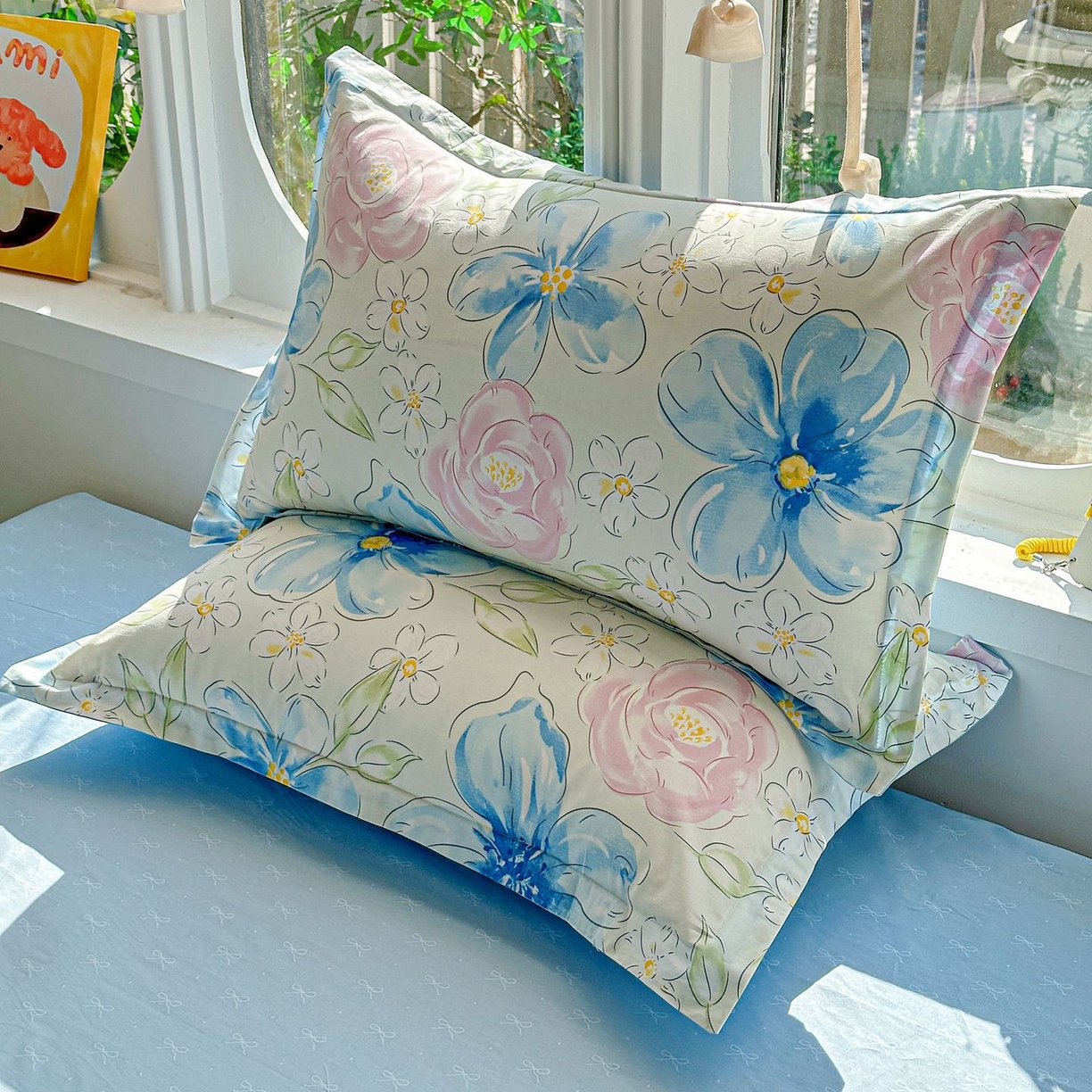 91家纺网 家纺一手货源 找家纺 恩泽家纺 2026新款13372ins全棉印花四件套单品系列-单枕套 花影间