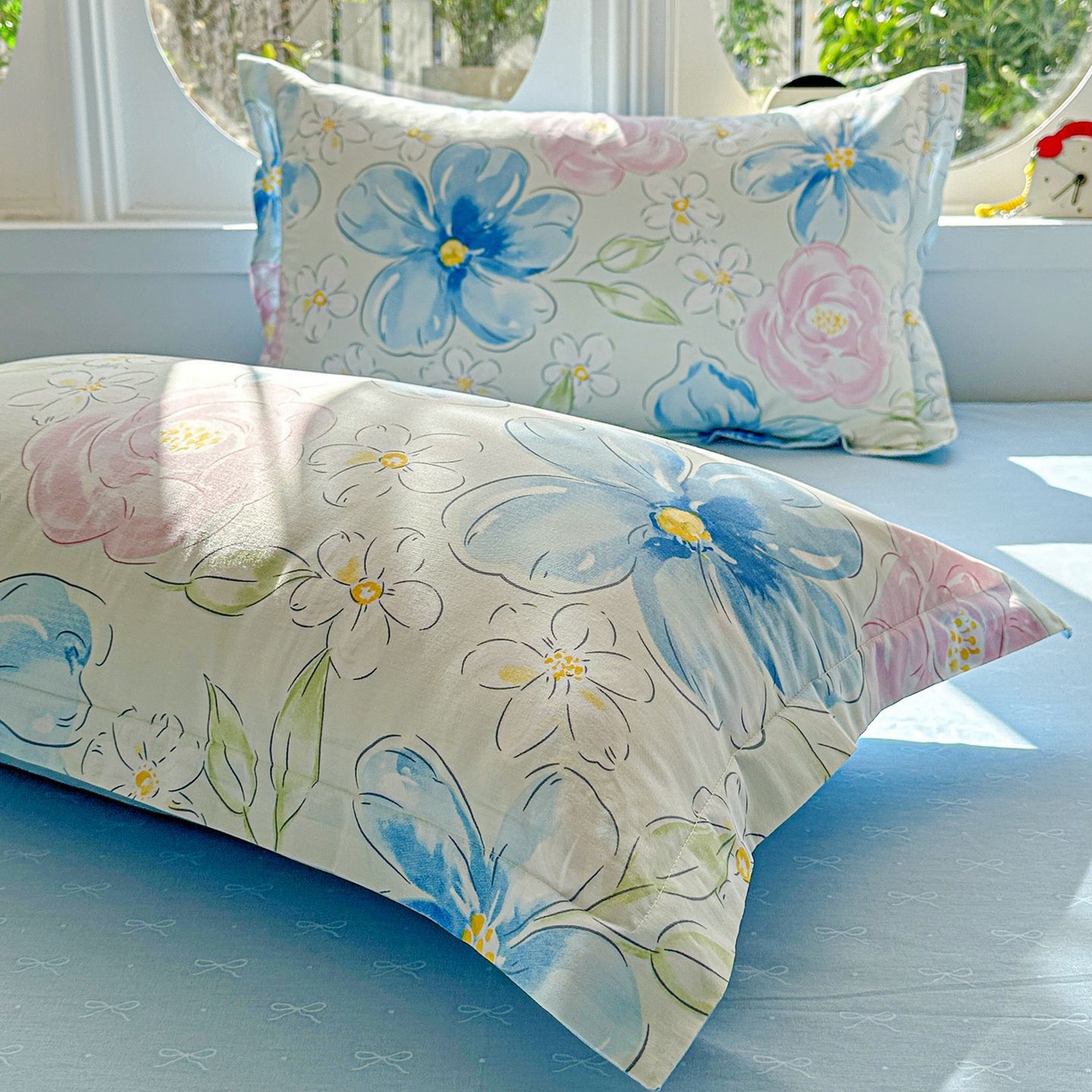 91家纺网 家纺一手货源 找家纺 恩泽家纺 2026新款13372ins全棉印花四件套单品系列-单枕套 花影间