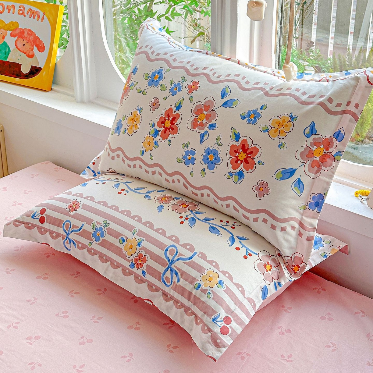 91家纺网 家纺一手货源 找家纺 恩泽家纺 2026新款13372ins全棉印花四件套单品系列-单枕套 眷恋