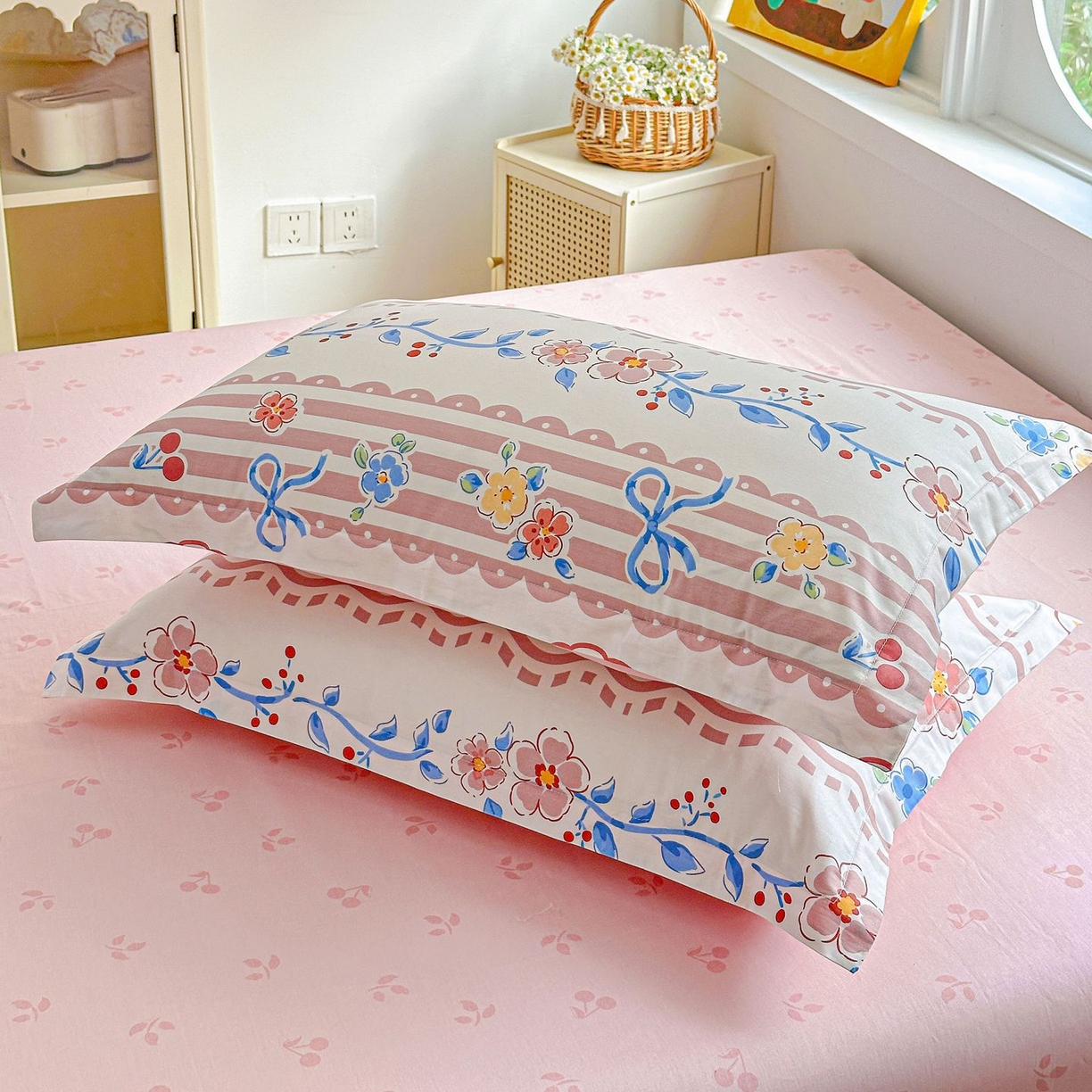 91家纺网 家纺一手货源 找家纺 恩泽家纺 2026新款13372ins全棉印花四件套单品系列-单枕套 眷恋