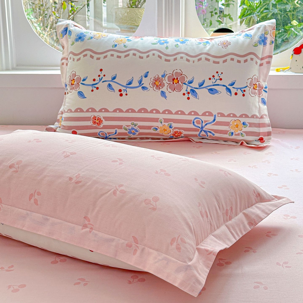 91家纺网 家纺一手货源 找家纺 恩泽家纺 2026新款13372ins全棉印花四件套单品系列-单枕套 眷恋