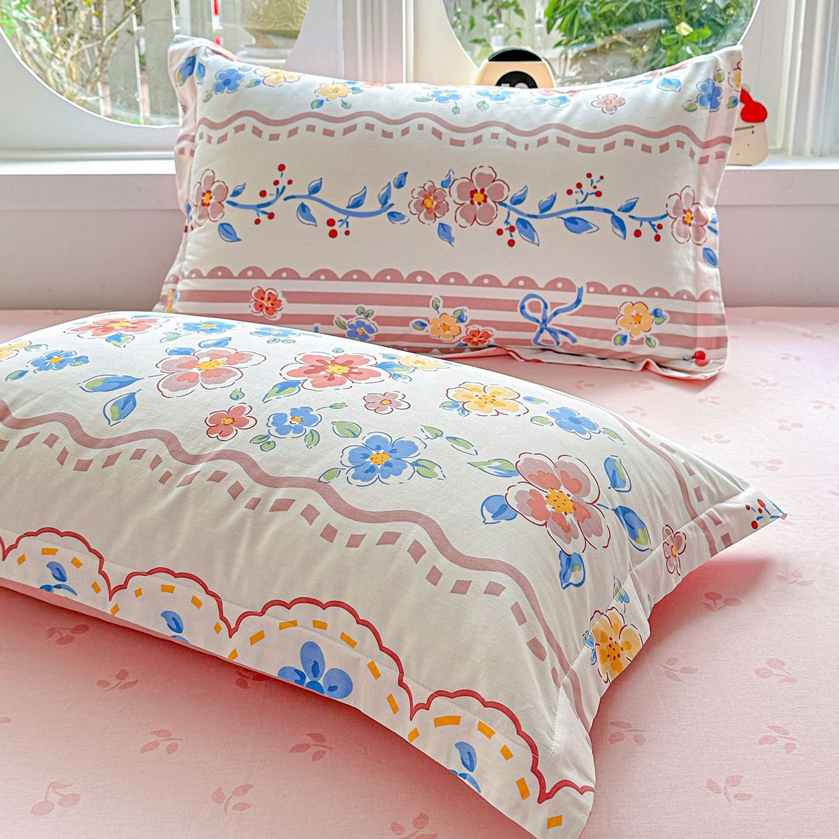 91家纺网 家纺一手货源 找家纺 恩泽家纺 2026新款13372ins全棉印花四件套单品系列-单枕套 眷恋