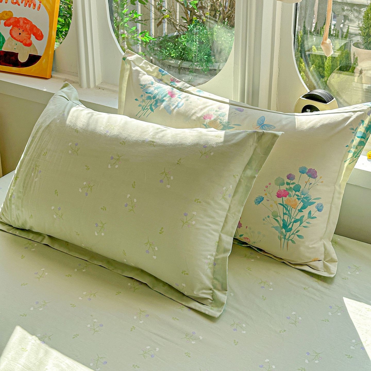 91家纺网 家纺一手货源 找家纺 恩泽家纺 2026新款13372ins全棉印花四件套单品系列-单枕套 空谷幽兰