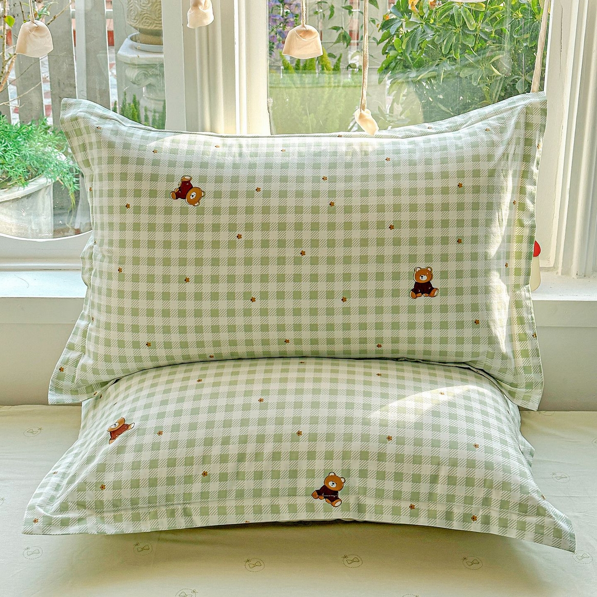 91家纺网 家纺一手货源 找家纺 恩泽家纺 2026新款13372ins全棉印花四件套单品系列-单枕套 酷仔熊