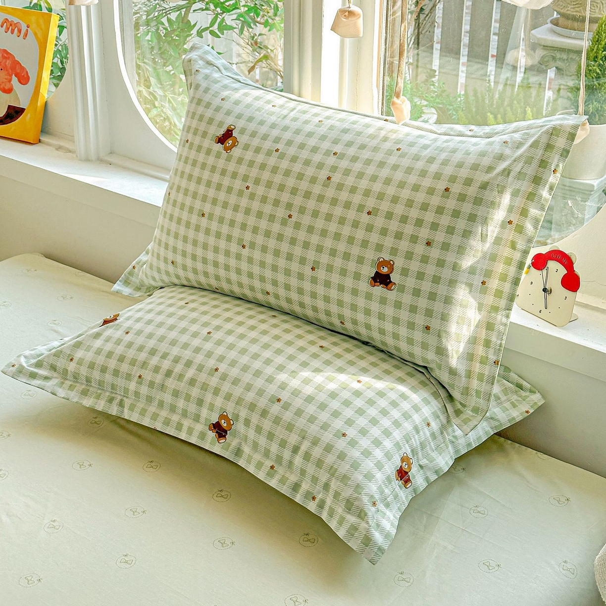 91家纺网 家纺一手货源 找家纺 恩泽家纺 2026新款13372ins全棉印花四件套单品系列-单枕套 酷仔熊