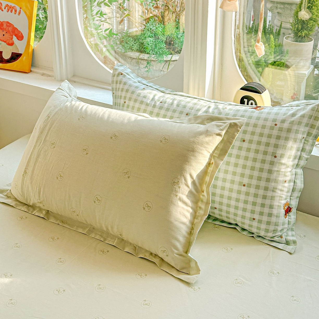 91家纺网 家纺一手货源 找家纺 恩泽家纺 2026新款13372ins全棉印花四件套单品系列-单枕套 酷仔熊