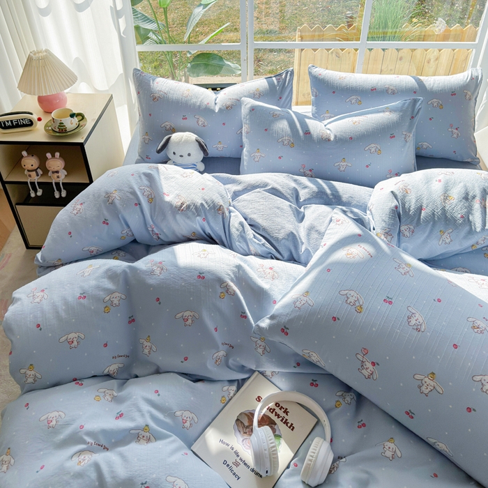 91家纺网 家纺一手货源 找家纺 王朝国际 2026新款时尚印花棉纱四件套 线条小狗