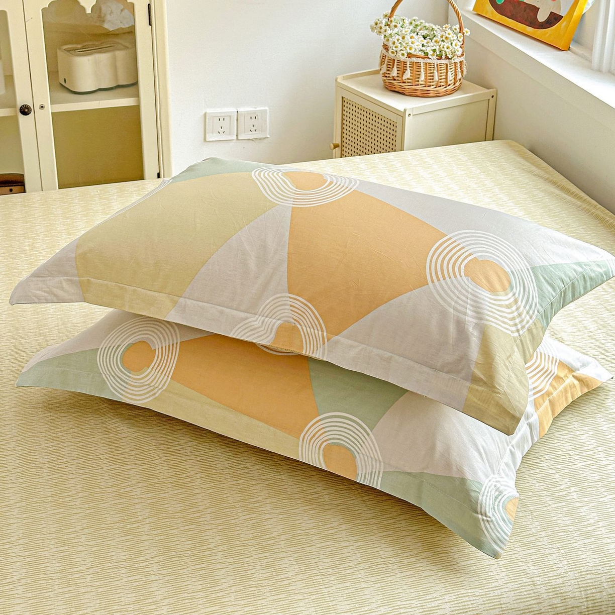 91家纺网 家纺一手货源 找家纺 恩泽家纺 2026新款13372ins全棉印花四件套单品系列-单枕套 乐享生活