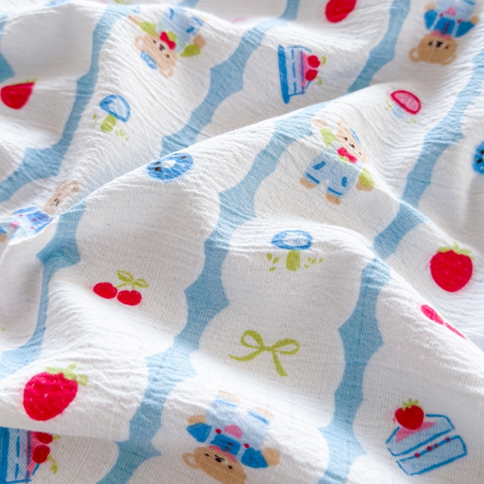 91家纺网 家纺一手货源 找家纺 王朝国际 2026新款时尚印花棉纱四件套 小熊派对