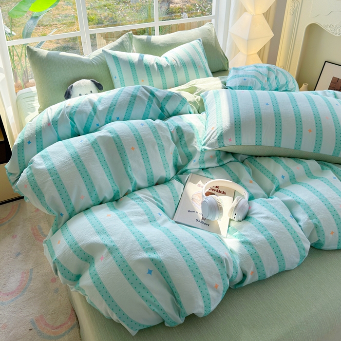 王朝国际 2026新款时尚印花棉纱四件套 星河律动