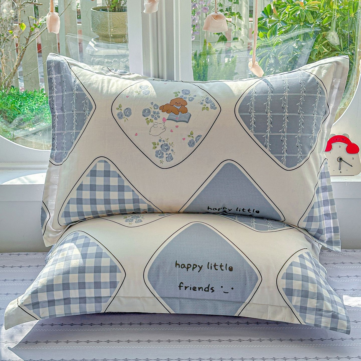 91家纺网 家纺一手货源 找家纺 恩泽家纺 2026新款13372ins全棉印花四件套单品系列-单枕套 乐园