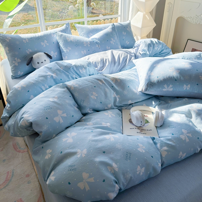 王朝国际 2026新款时尚印花棉纱四件套 月光蝶