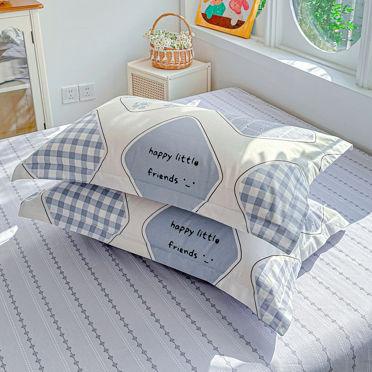 91家纺网 家纺一手货源 找家纺 恩泽家纺 2026新款13372ins全棉印花四件套单品系列-单枕套 乐园