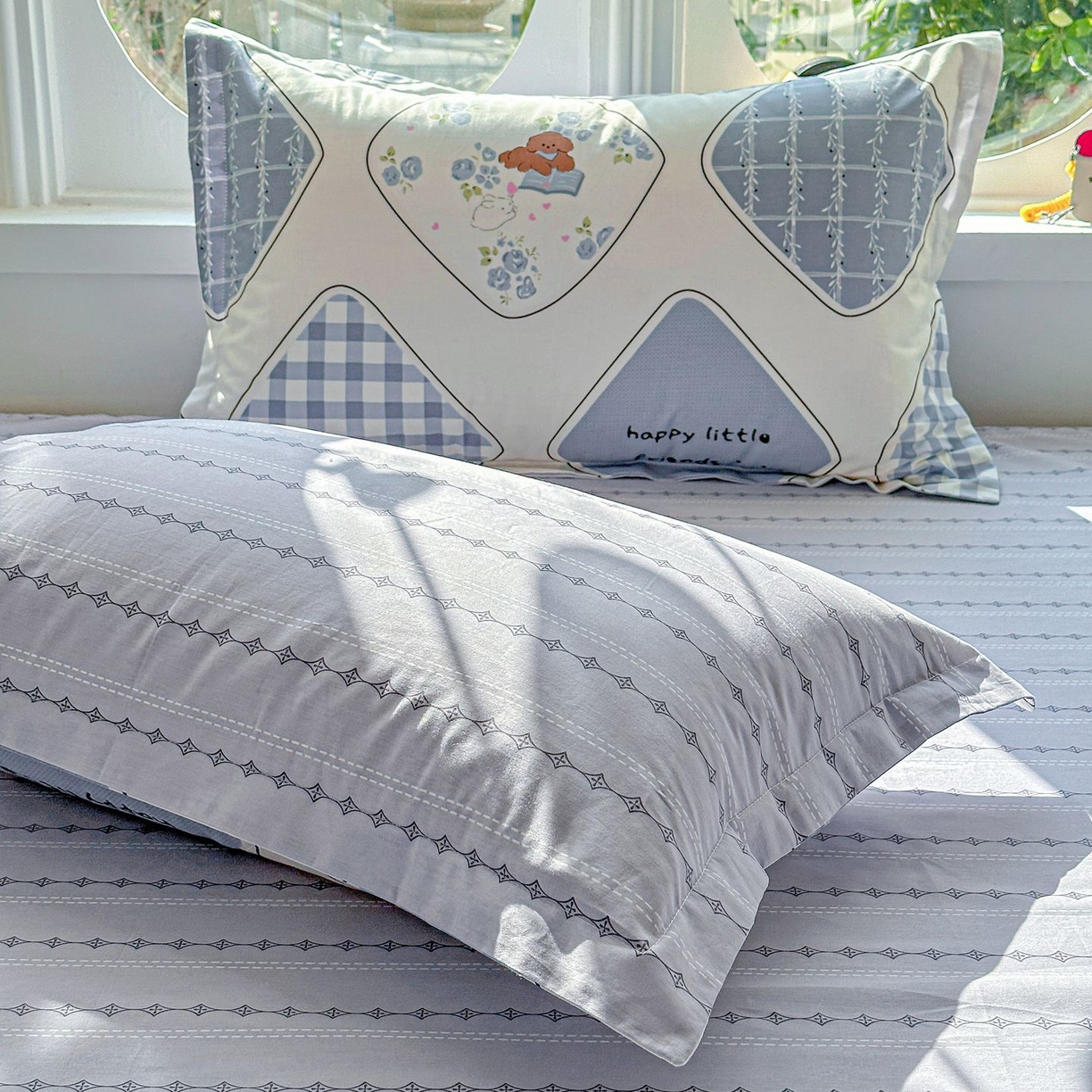 91家纺网 家纺一手货源 找家纺 恩泽家纺 2026新款13372ins全棉印花四件套单品系列-单枕套 乐园