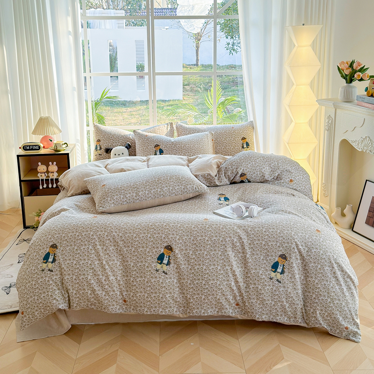 91家纺网 家纺一手货源 找家纺 王朝国际 2026新款时尚印花棉纱四件套 童趣