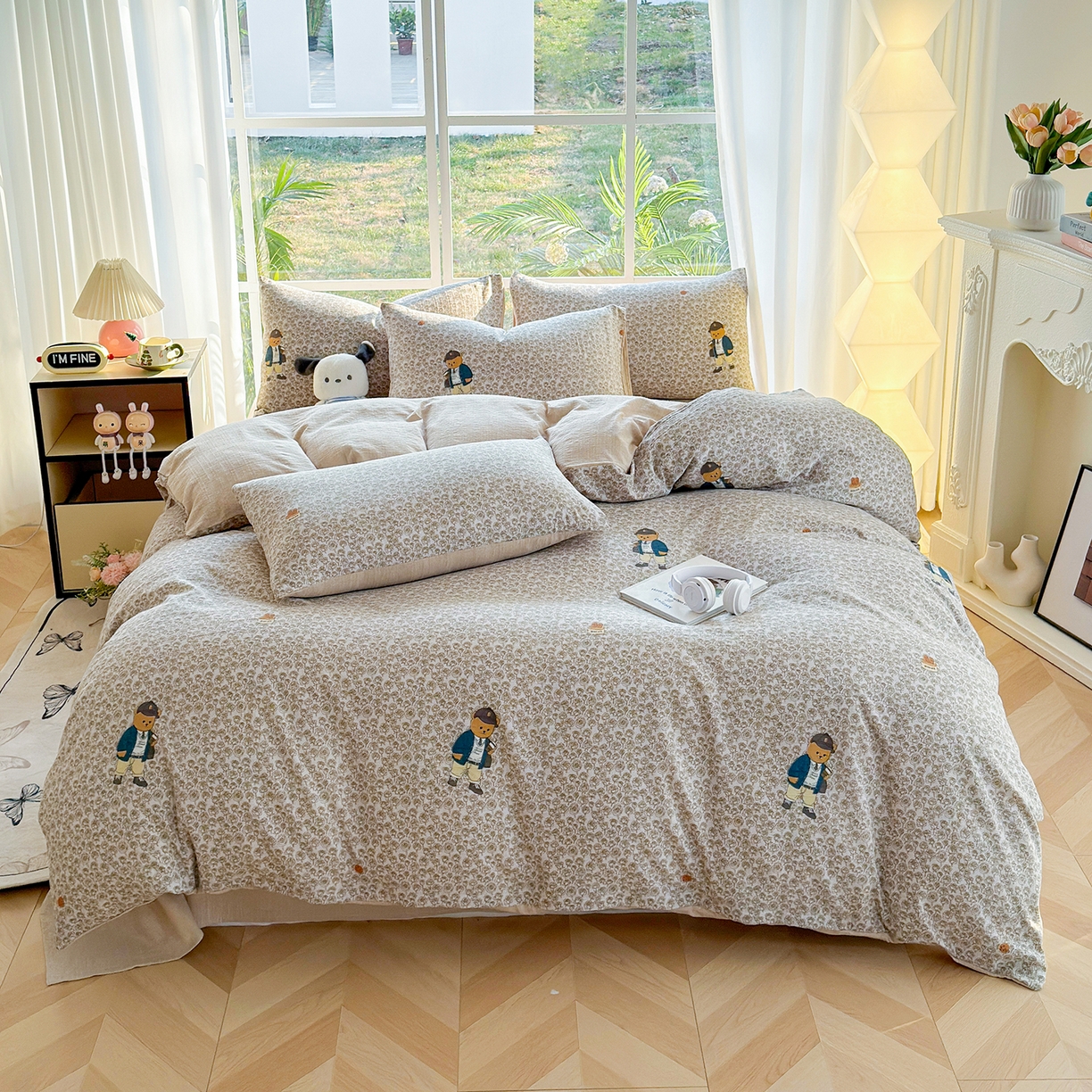 91家纺网 家纺一手货源 找家纺 王朝国际 2026新款时尚印花棉纱四件套 童趣