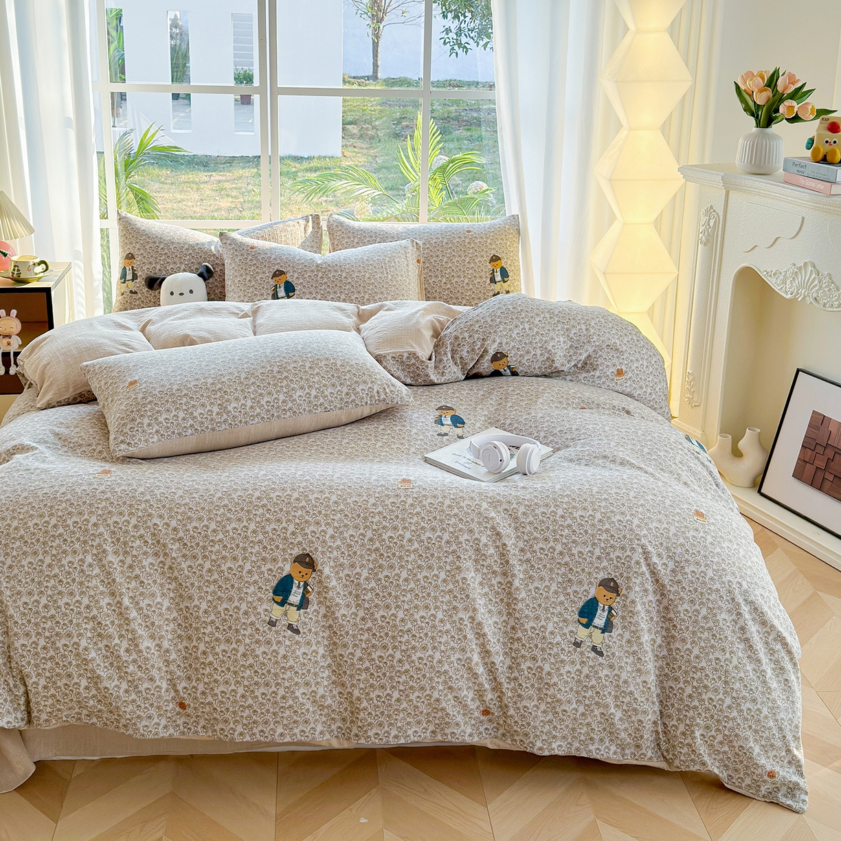 91家纺网 家纺一手货源 找家纺 王朝国际 2026新款时尚印花棉纱四件套 童趣