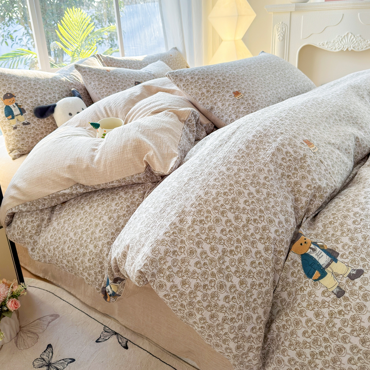 91家纺网 家纺一手货源 找家纺 王朝国际 2026新款时尚印花棉纱四件套 童趣