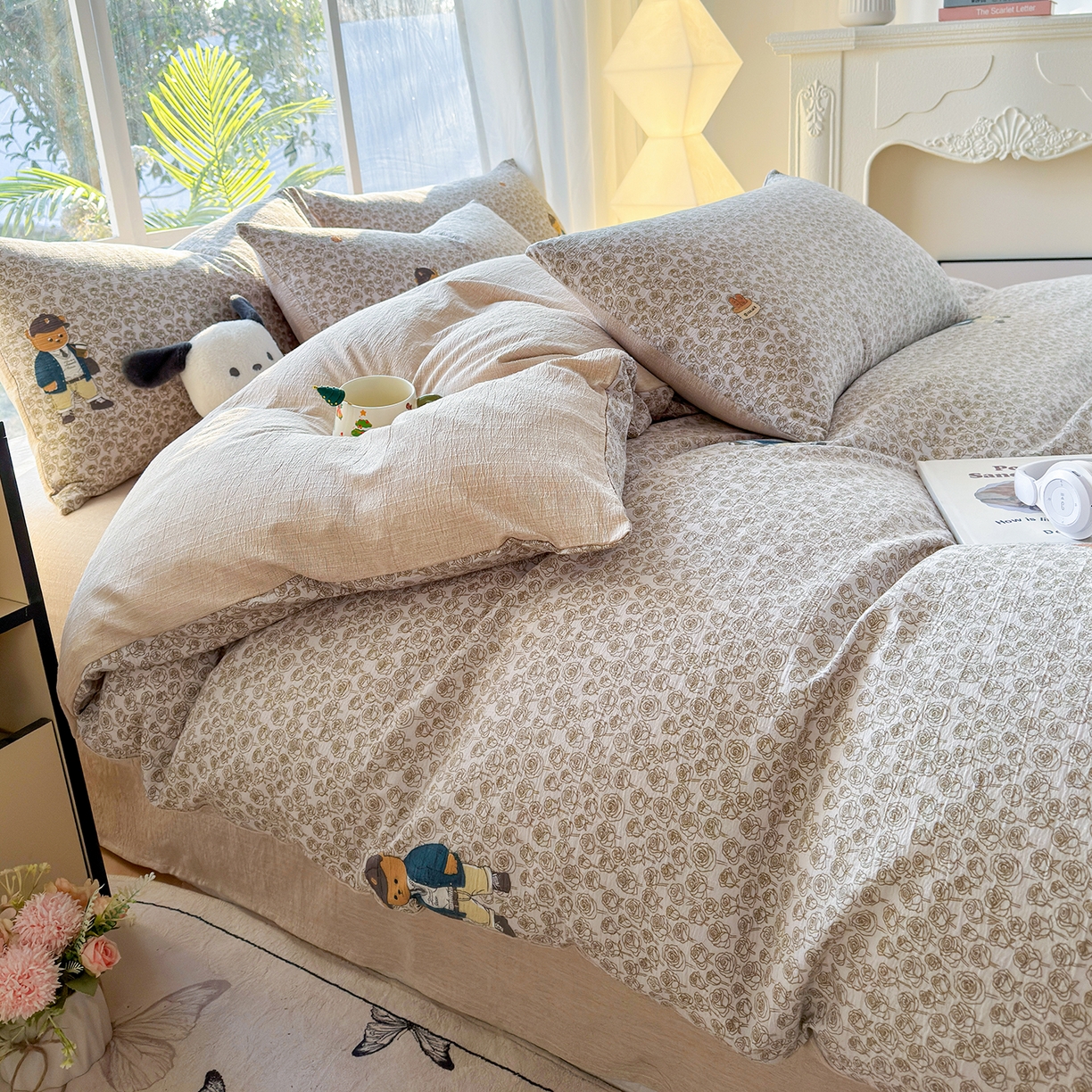 91家纺网 家纺一手货源 找家纺 王朝国际 2026新款时尚印花棉纱四件套 童趣