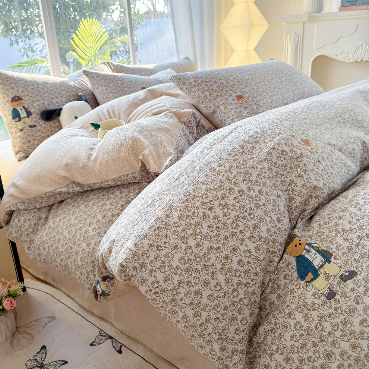 91家纺网 家纺一手货源 找家纺 王朝国际 2026新款时尚印花棉纱四件套 童趣