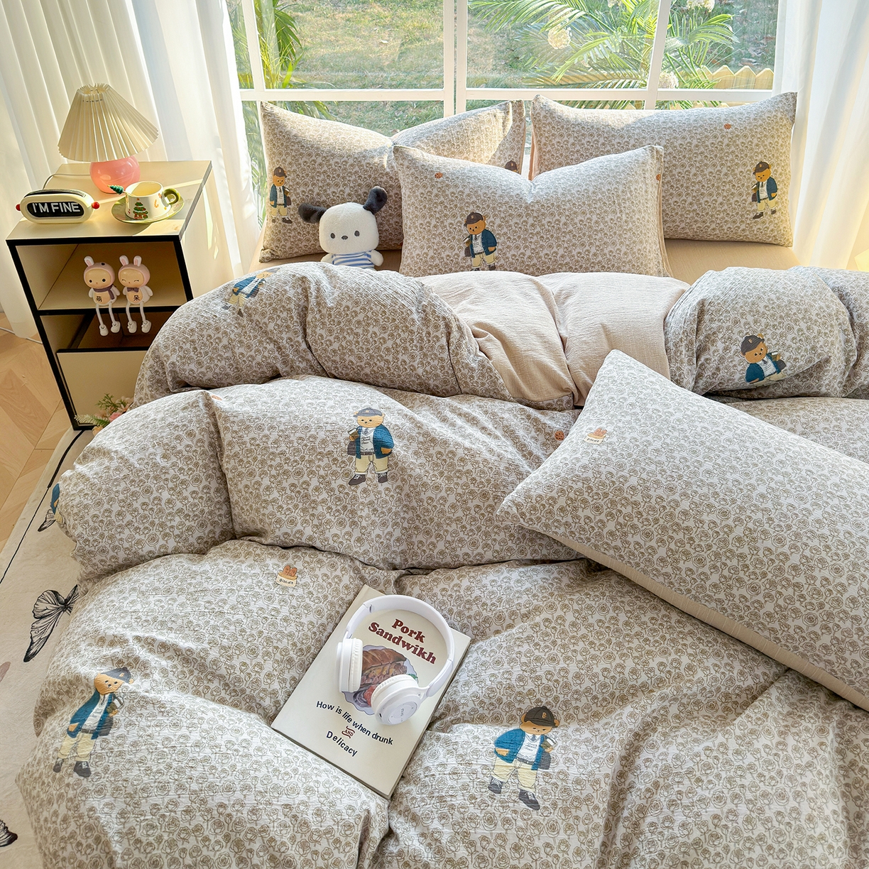 91家纺网 家纺一手货源 找家纺 王朝国际 2026新款时尚印花棉纱四件套 童趣