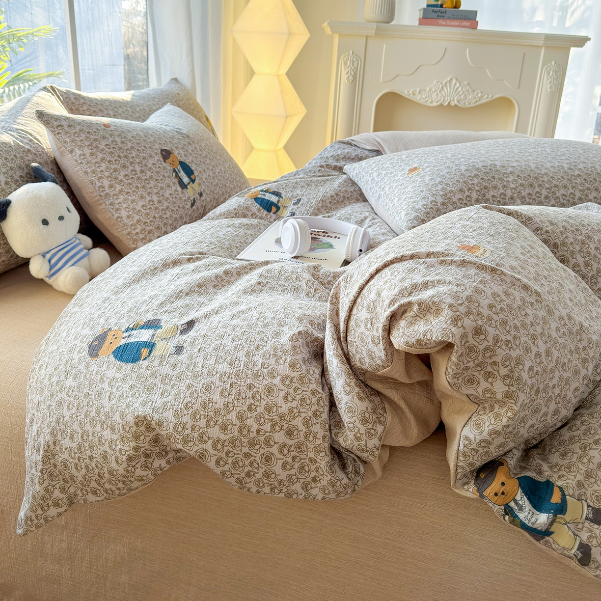 91家纺网 家纺一手货源 找家纺 王朝国际 2026新款时尚印花棉纱四件套 童趣