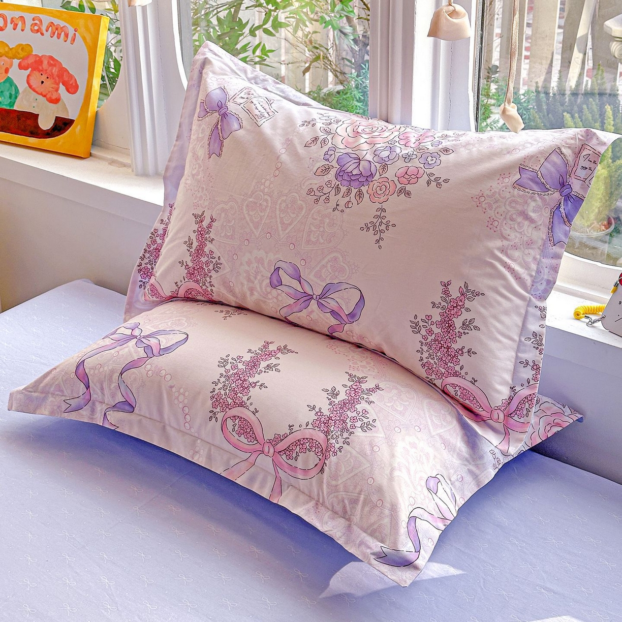 91家纺网 家纺一手货源 找家纺 恩泽家纺 2026新款13372ins全棉印花四件套单品系列-单枕套 满香庭