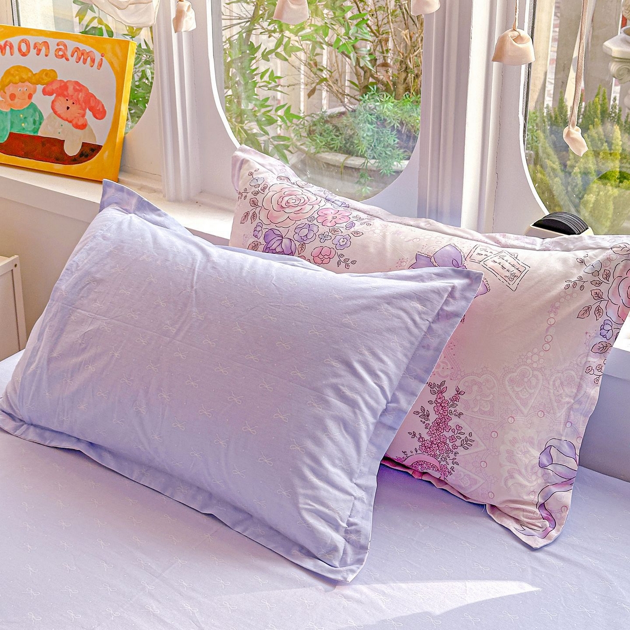 91家纺网 家纺一手货源 找家纺 恩泽家纺 2026新款13372ins全棉印花四件套单品系列-单枕套 满香庭