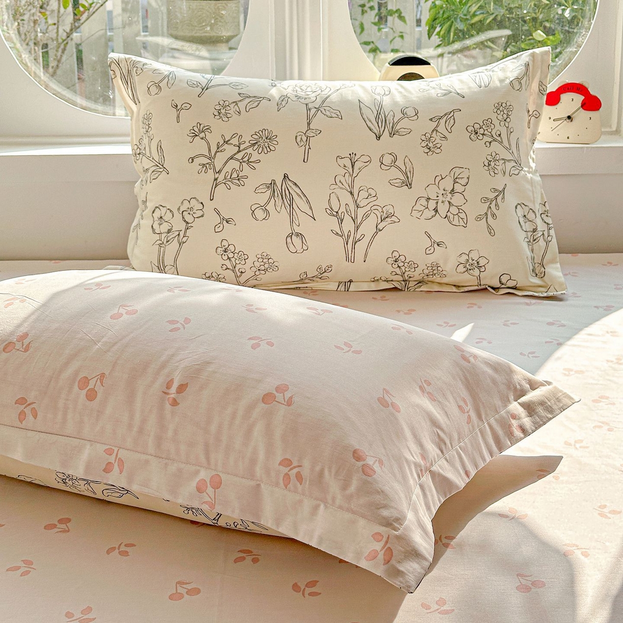 91家纺网 家纺一手货源 找家纺 恩泽家纺 2026新款13372ins全棉印花四件套单品系列-单枕套 沫恋