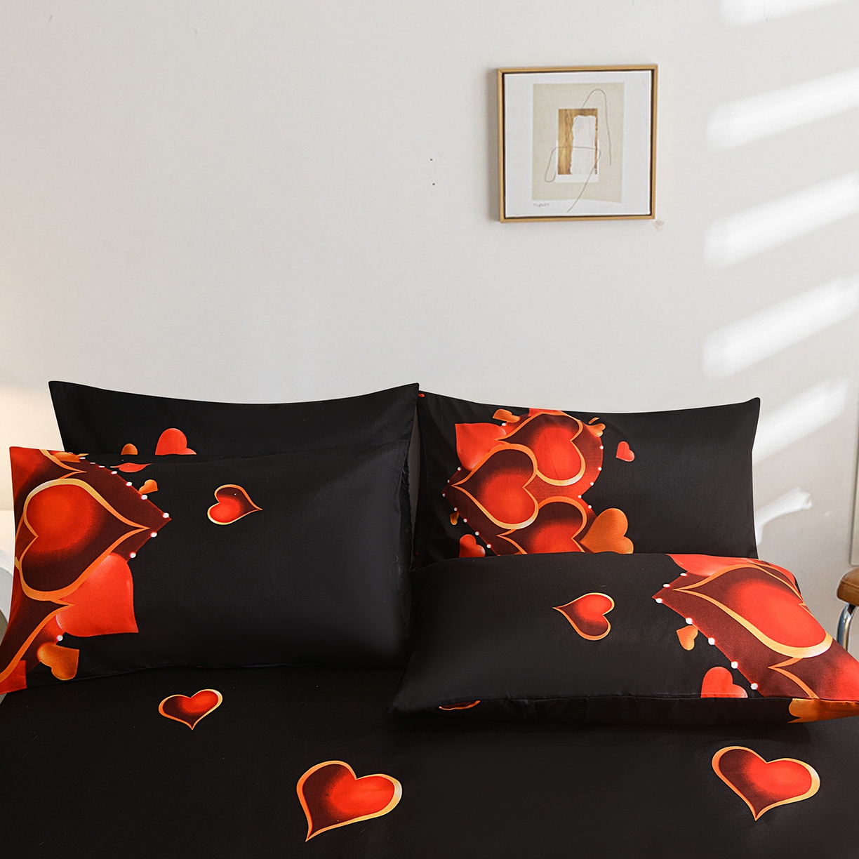 91家纺网 家纺一手货源 找家纺 柏钧家纺 2026新款万圣节元素85g芦荟棉外贸尺寸可定制单品床笠跨境直播床笠三件套 黑心