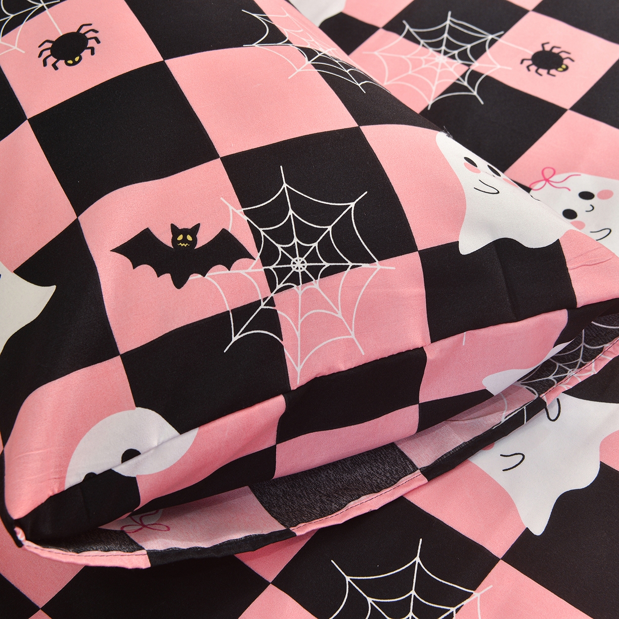 91家纺网 家纺一手货源 找家纺 柏钧家纺 2026新款万圣节元素85g芦荟棉外贸尺寸可定制单品床笠跨境直播床笠三件套 万圣节幽灵