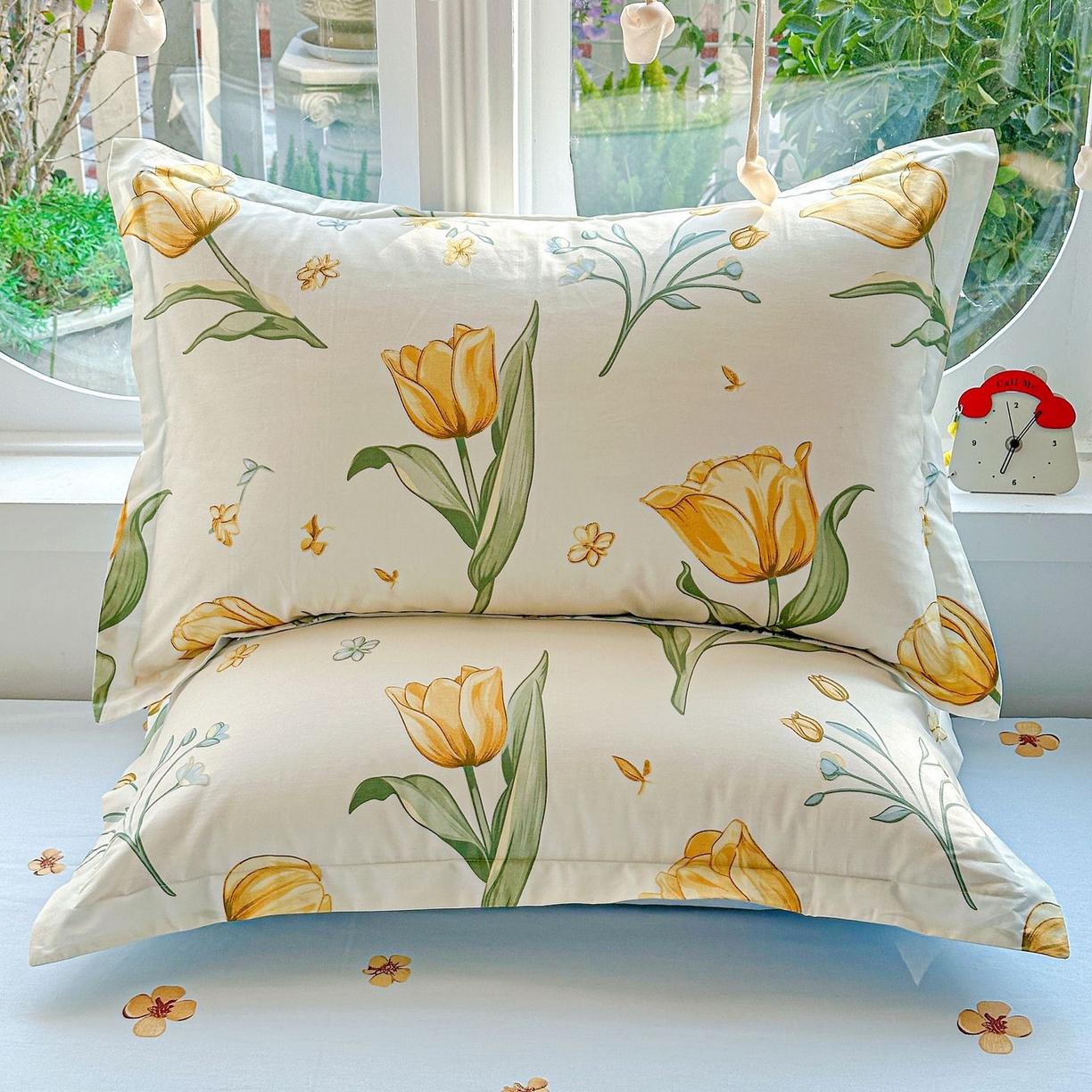 91家纺网 家纺一手货源 找家纺 恩泽家纺 2026新款13372ins全棉印花四件套单品系列-单枕套 沐浴暖阳