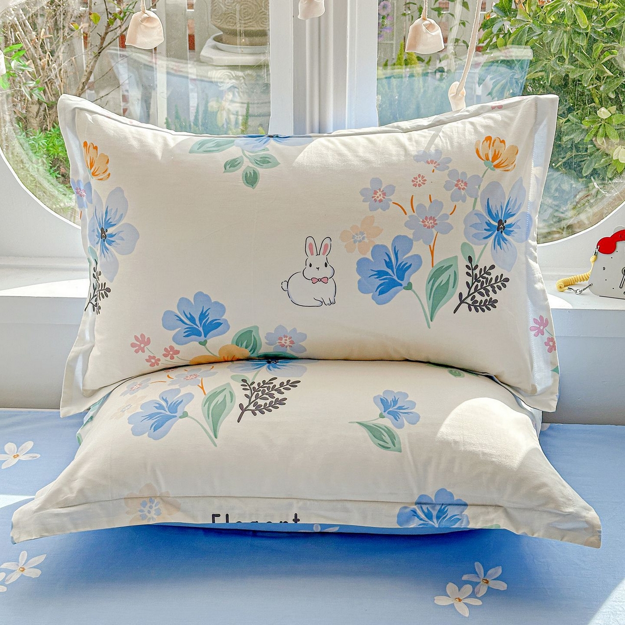 91家纺网 家纺一手货源 找家纺 恩泽家纺 2026新款13372ins全棉印花四件套单品系列-单枕套 若薇