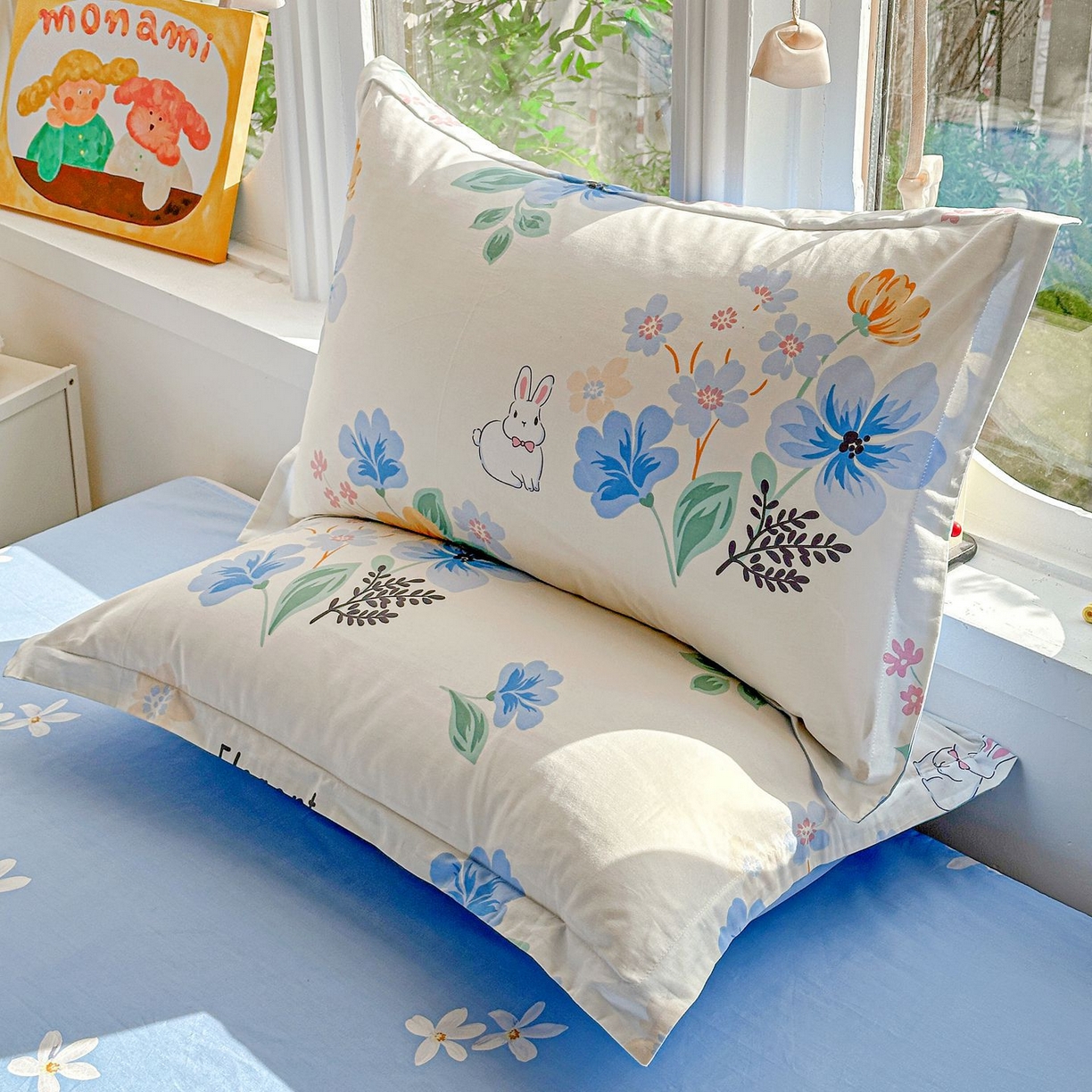 91家纺网 家纺一手货源 找家纺 恩泽家纺 2026新款13372ins全棉印花四件套单品系列-单枕套 若薇