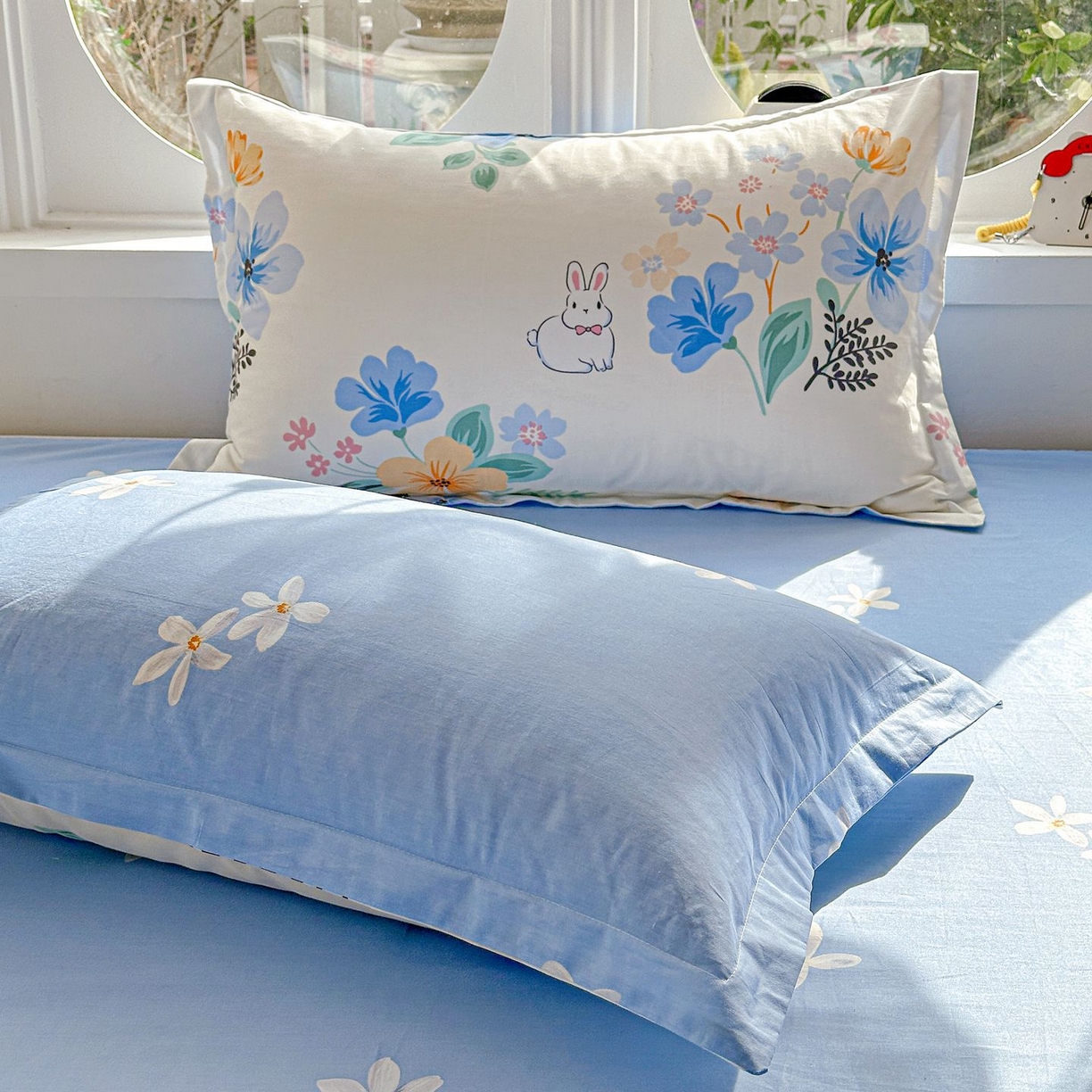 91家纺网 家纺一手货源 找家纺 恩泽家纺 2026新款13372ins全棉印花四件套单品系列-单枕套 若薇