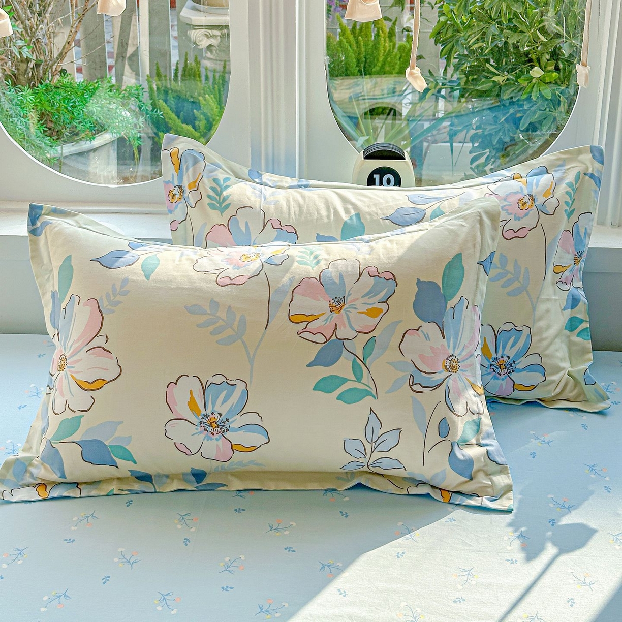 91家纺网 家纺一手货源 找家纺 恩泽家纺 2026新款13372ins全棉印花四件套单品系列-单枕套 叶玲珑