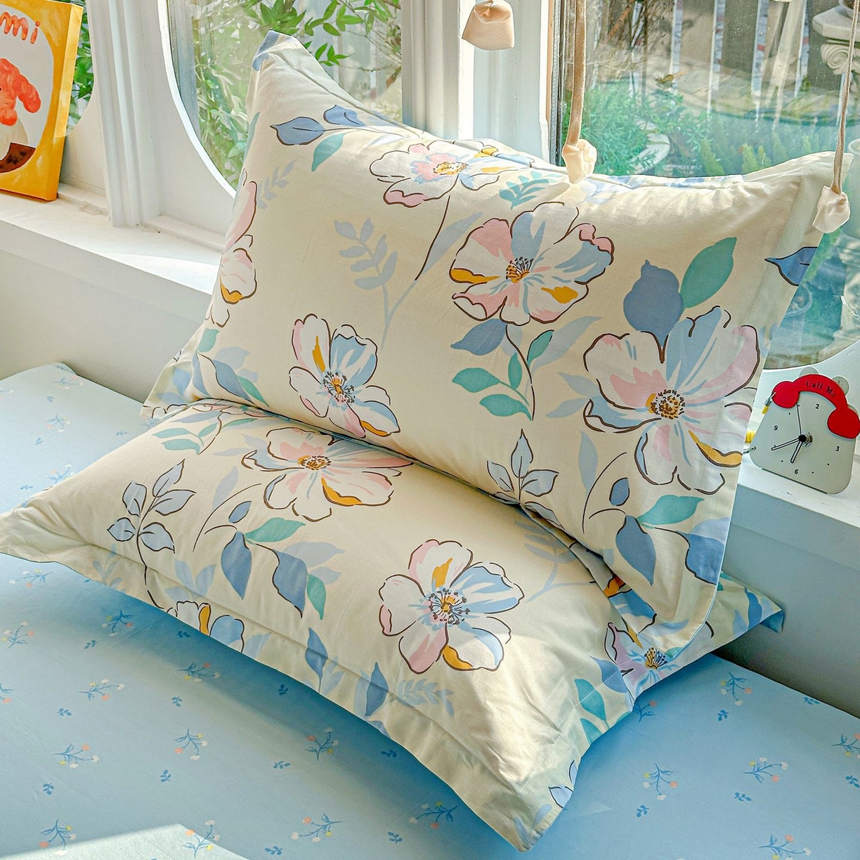 91家纺网 家纺一手货源 找家纺 恩泽家纺 2026新款13372ins全棉印花四件套单品系列-单枕套 叶玲珑