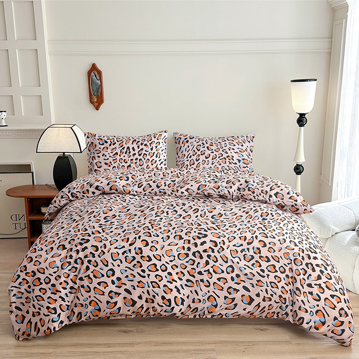 柏钧家纺 2026豹纹田园风外贸跨境电商热销款印花套件系列--单品被套被套单件 粉红豹