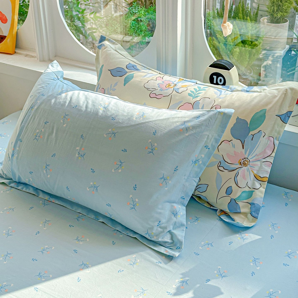 91家纺网 家纺一手货源 找家纺 恩泽家纺 2026新款13372ins全棉印花四件套单品系列-单枕套 叶玲珑