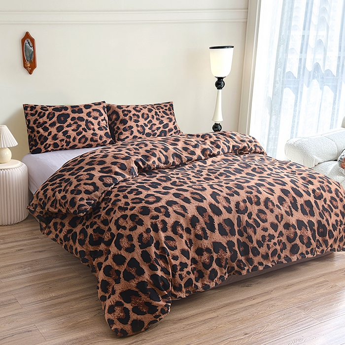 91家纺网 家纺一手货源 找家纺 柏钧家纺 2026豹纹田园风外贸跨境电商热销款印花套件系列--单品被套被套单件 豹纹