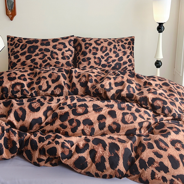 91家纺网 家纺一手货源 找家纺 柏钧家纺 2026豹纹田园风外贸跨境电商热销款印花套件系列--单品被套被套单件 豹纹