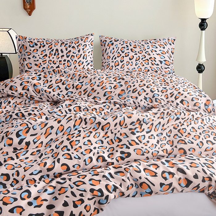 91家纺网 家纺一手货源 找家纺 柏钧家纺 2026豹纹田园风外贸跨境电商热销款印花套件系列--单品被套被套单件 粉红豹