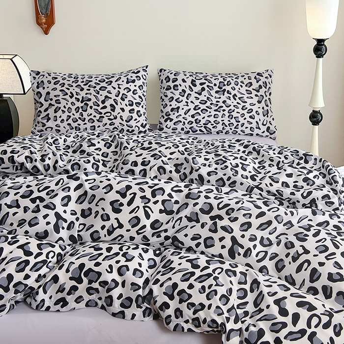 91家纺网 家纺一手货源 找家纺 柏钧家纺 2026豹纹田园风外贸跨境电商热销款印花套件系列--单品被套被套单件 灰豹