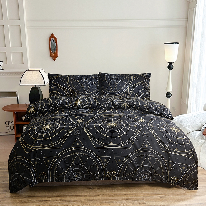 柏钧家纺 2026豹纹田园风外贸跨境电商热销款印花套件系列--单品被套被套单件 行星