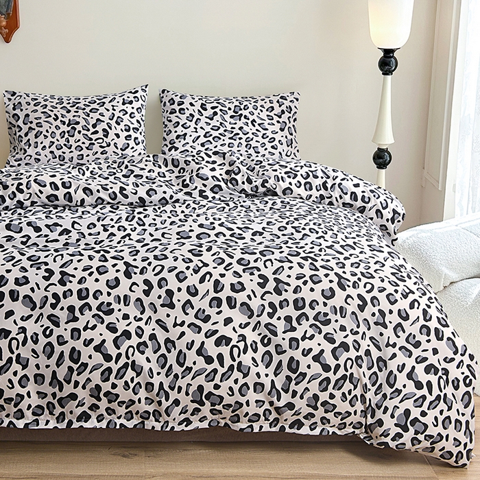 91家纺网 家纺一手货源 找家纺 柏钧家纺 2026豹纹田园风外贸跨境电商热销款印花套件系列--单品被套被套单件 灰豹